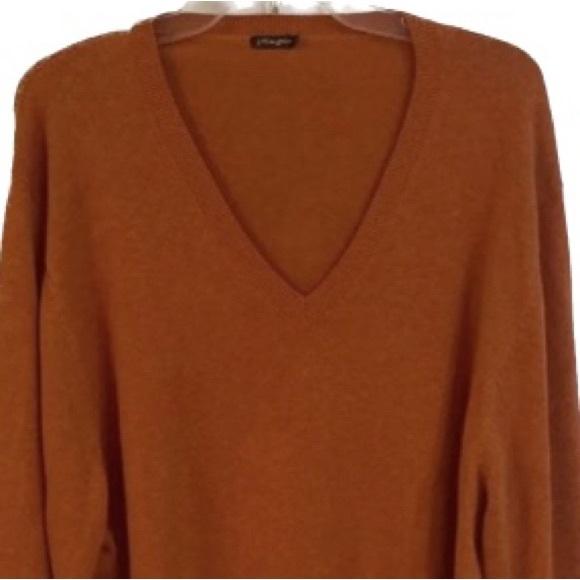 J. McLaughlin Men’s Burnt Orange V-Neck Cotton Blend Size Large Sweater - Picture 4 of 6
